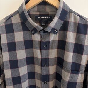 Mizzen+Main Mens XXL Leeward Performance Dress Shirt Blue Gray Check Plaid EUC